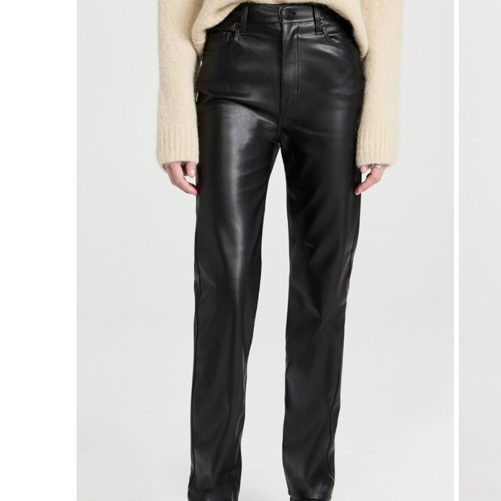 Pistola Black Faux Leather Straight Leg Pants